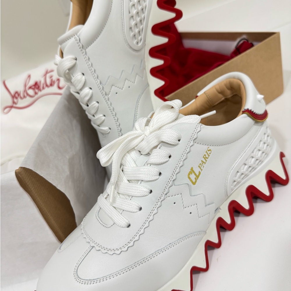 Christian Louboutin White Sneakers with Red Accents